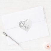 Zilveren glitter wervelingen + blauw juweel bruilo hart sticker (Envelop)