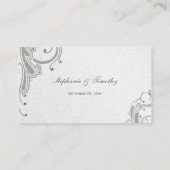 Zilveren glitter wervelingen + paarse juweel plaat plaatskaartje (Achterkant)