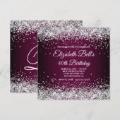 Zilveren Glitter Wijn Donkere Ombre 40e Verjaardag Kaart (Voorkant / Achterkant)