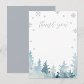 Zilveren Glitter Winter Wonderland Dank je kaart (Voorkant / Achterkant)
