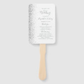 Zilveren Glitter Wit Huwelijksprogramma Handwaaier (Voorkant)