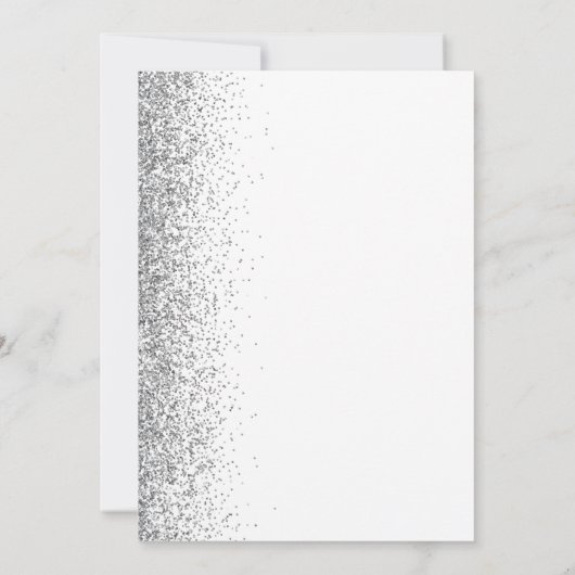 Zilveren Glitter Wit Save the Date Aankondiging (Achterkant)