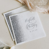 Zilveren Glitter Witte Bruiloft Servetten