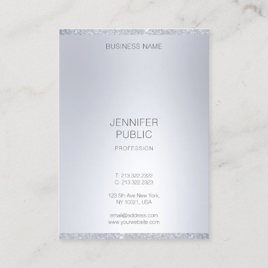 Zilveren Glitter zien er modern minimalistisch pro Visitekaartje (Achterkant)