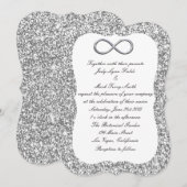 Zilveren Glitter Zilver Infinity bruiloft uitnodig Kaart (Voorkant / Achterkant)