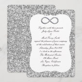 Zilveren Glitter Zilver Infinity bruiloft uitnodig Kaart (Voorkant / Achterkant)