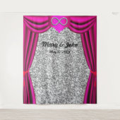 Zilveren Glitter Zilver Oneindigheid Roze Gordijn Wandkleed (Voorkant)