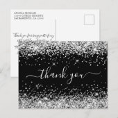 Zilveren Glitter Zwart 40e Verjaardag Bedankt Briefkaart (Voorkant / Achterkant)
