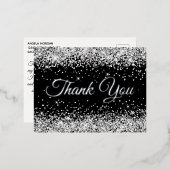 Zilveren Glitter Zwart 50ste Verjaardag Bedankt Folie Uitnodiging Briefkaart (Voorkant / Achterkant)