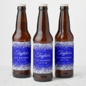 Zilveren Glitter Zwart Blauw Ombre 21e Verjaardag Bier Etiket (Flessen)