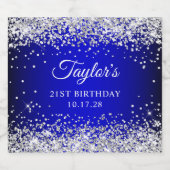 Zilveren Glitter Zwart Blauw Ombre 21e Verjaardag Bier Etiket (Enkel label)