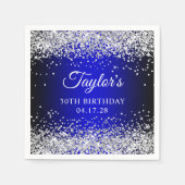 Zilveren Glitter Zwart Blauw Ombre 30e Verjaardag Servet (Voorkant)