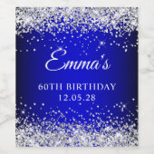 Zilveren Glitter Zwart Blauw Ombre 60e Verjaardag Wijn Etiket (Enkel label)