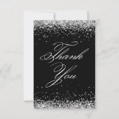 Zilveren Glitter Zwart Elegant 40ste Verjaardag Bedankkaart (Voorkant)