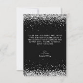 Zilveren Glitter Zwart Elegant 40ste Verjaardag Bedankkaart (Achterkant)