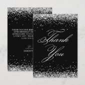Zilveren Glitter Zwart Elegant 40ste Verjaardag Bedankkaart (Voorkant / Achterkant)