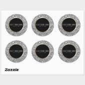 Zilveren Glitter & Zwart Goud Elegant Bruiloft Fav Ronde Sticker (Vel)