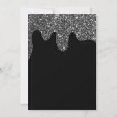 Zilveren Glitter Zwart Meisje Verjaardagsfeest Kaart (Achterkant)