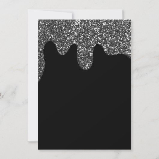 Zilveren Glitter Zwart Meisje Verjaardagsfeest Kaart (Achterkant)