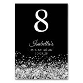 Zilveren Glitter Zwart Mis XV Anos Kaart (Achterkant)