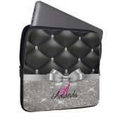 Zilveren glitter zwart monogram elektronica Tas (Voorkant Rechts)