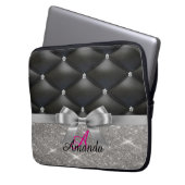 Zilveren glitter zwart monogram elektronica Tas (Voorkant Links)