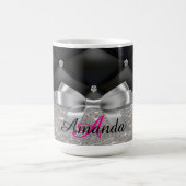 Zilveren glitter zwart monogram elektronica Tas Koffiemok (Center)