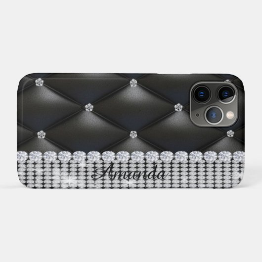 Zilveren glitter zwart monogram iPhone / iPad case (Achterkant (horizontaal))