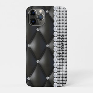 Zilveren glitter zwart monogram iPhone / iPad case