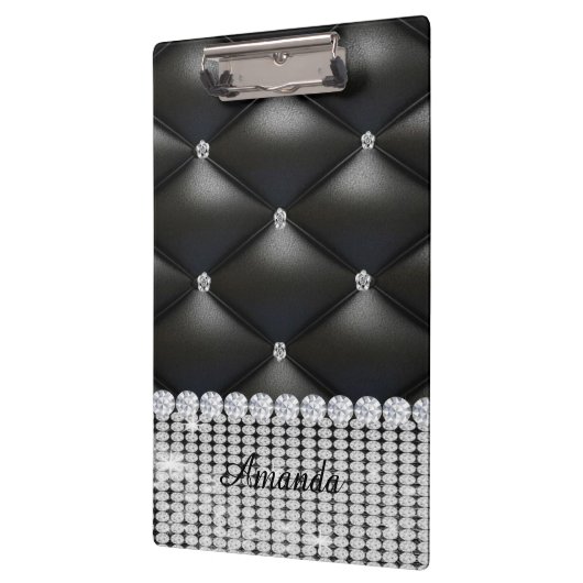 Zilveren glitter zwart monogram klembord (Links)