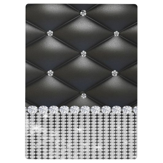 Zilveren glitter zwart monogram klembord (Achterkant)