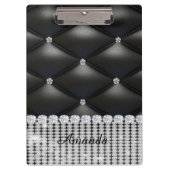 Zilveren glitter zwart monogram klembord (Voorkant)