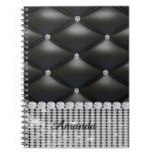 Zilveren glitter zwart monogram notitieboek (Voorkant)