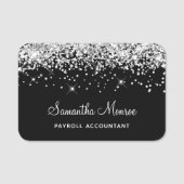 Zilveren Glitter Zwart Naamplaatje (Voorkant)