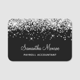 Zilveren Glitter Zwart Naamplaatje