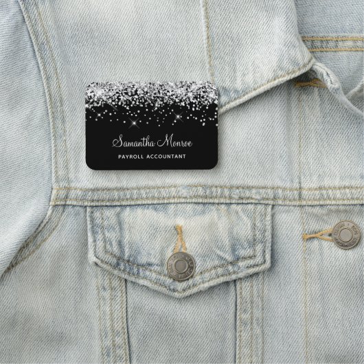 Zilveren Glitter Zwart Naamplaatje (In situ)