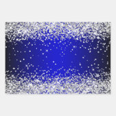 Zilveren Glitter Zwart Royal Blue Ombre Inpakpapier Vel (Voorkant 3)