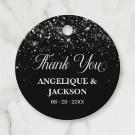 Zilveren Glitter Zwarte Dank Je Favoriet Tag Bedankjes Labels