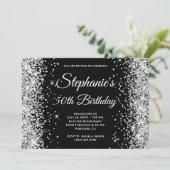 Zilveren Glitter Zwarte Fancy Monogram Kaart (Staand voorkant)