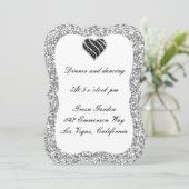 Zilveren Glitter Zwarte Hart Ontvankaart Kaart (Staand voorkant)