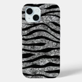 Zilveren Glitter & Zwarte Zebra Strepen Case-Mate iPhone Case (Achterkant)