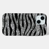 Zilveren Glitter & Zwarte Zebra Strepen Case-Mate iPhone Case (Achterkant (horizontaal))
