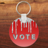 Zilveren Glitterdruppel Rood Achtergrond Stem Sleutelhanger (Voorkant)