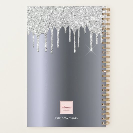 Zilveren glitterdruppels 2025 planner (Achterkant)