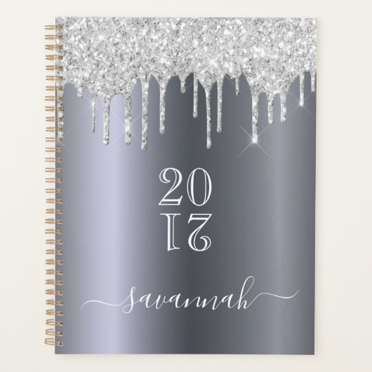 Zilveren glitterdruppels 2025 planner (Voorkant)