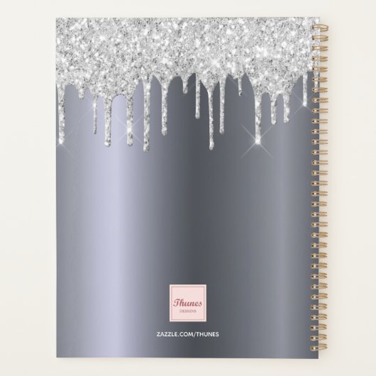 Zilveren glitterdruppels 2025 planner (Achterkant)