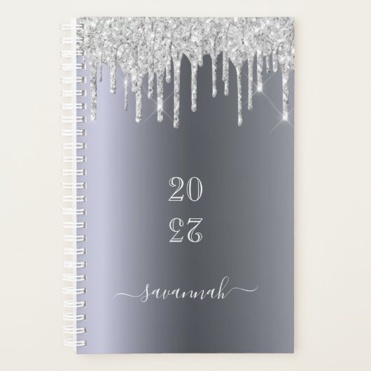 Zilveren glitterdruppels 2026 planner (Voorkant)