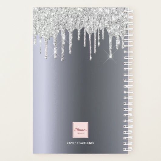 Zilveren glitterdruppels 2026 planner (Achterkant)