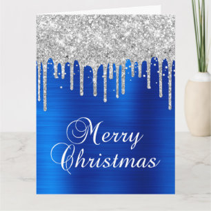 Zilveren Glitterdruppels Blauw Metaalachtig Pretti Kaart