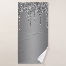 Zilveren Glitterdruppels Chic Bad Handdoek
